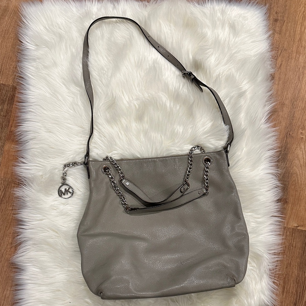Michael Kors Grey Leather Shoulder Bag